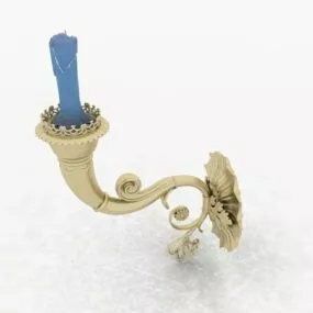 Wall Antique Brass Candlestick Holder 3d model