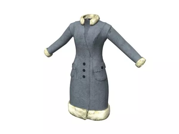Fur Coat With Hanger Stand 3d model