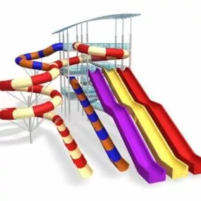 Outdoor Water Park Slides 3d model