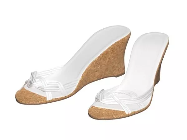 White Wedge Sandals For Lady 3d model