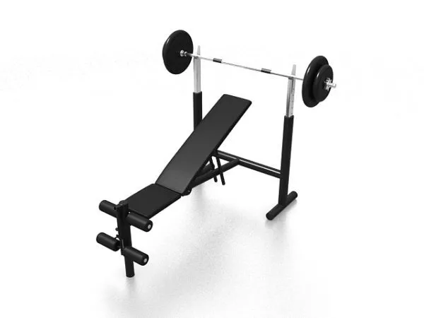Bench With Weights Gym Equipment 3d model
