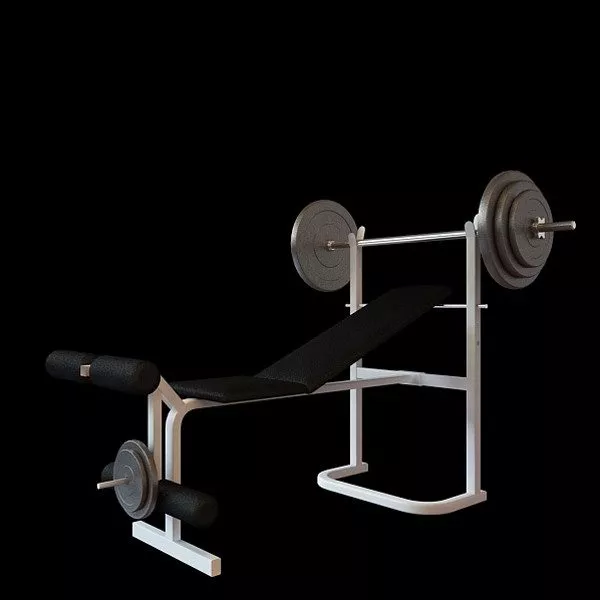 Gym Bench Exercise With Bar Column 3d model