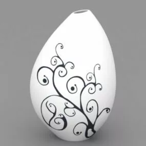 Kitchen White Modern Vase 3d model
