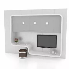 White Feature Wall With Lcd Tv 3d model