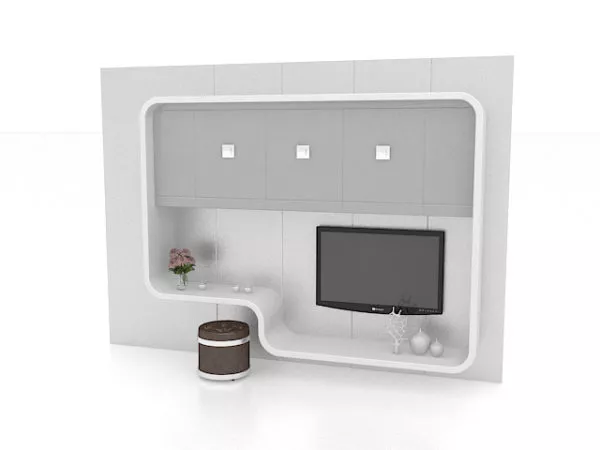 White Feature Wall With Lcd Tv 3d model White Feature Wall With Lcd Tv 3d model