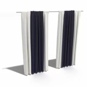 White Blue Drapery For Home 3d model