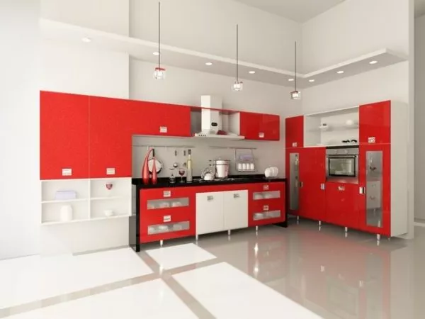 White Red Color Kitchen Design 3d model White Red Color Kitchen Design 3d model