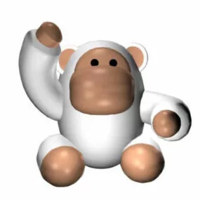 White Cartoon Gorilla Toy 3d model
