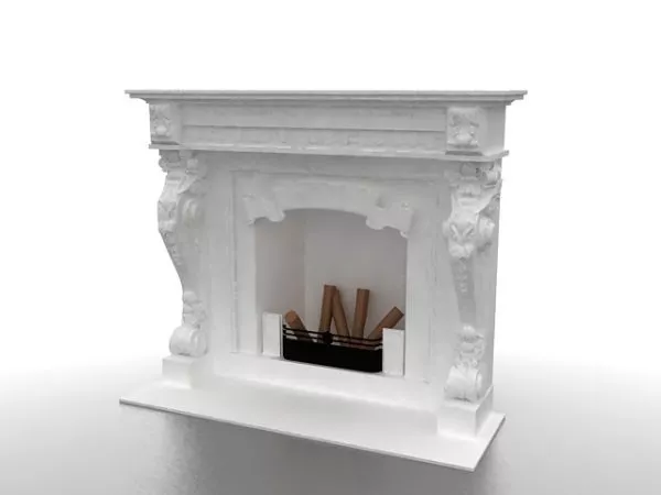 White Stone Fireplace 3d model White Stone Fireplace 3d model