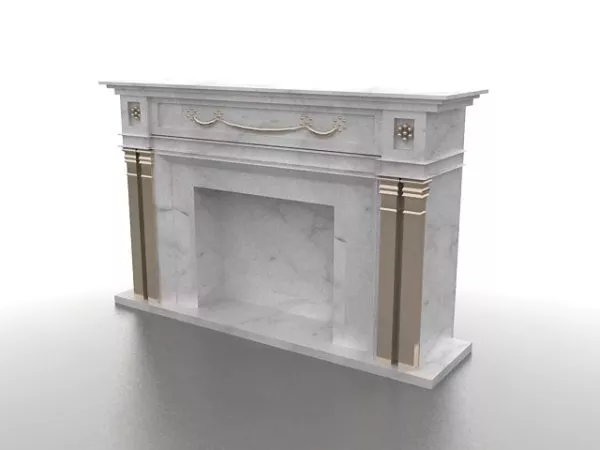 White Stone Fireplace Mantel Design 3d model White Stone Fireplace Mantel Design 3d model