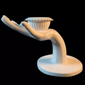 White Stone Hand Vase Decoration 3d model