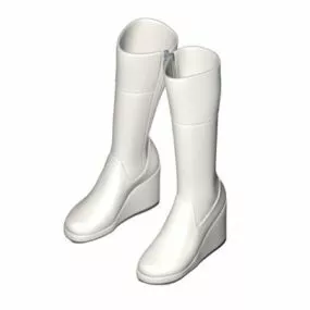 Women White Knee High Boots 3d model