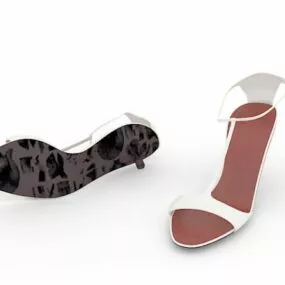 Fashion White Leather Sandals 3d model