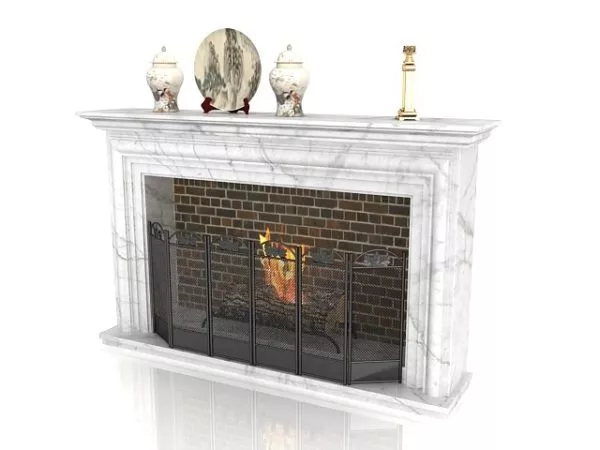 White Marble Stone Fireplace Mantel 3d model White Marble Stone Fireplace Mantel 3d model