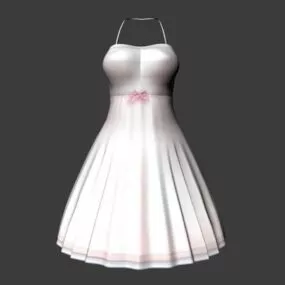 White Party Fashion Dress 3d model