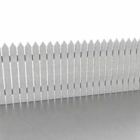 White Home Picket Fence 3d model