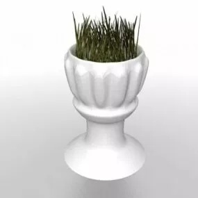 White Ceramic Indoor Urn Planter 3d model