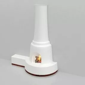 White Stove Fireplace Design 3d model