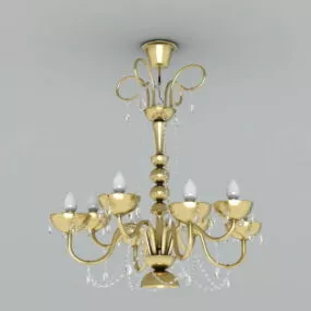 Living Room Brass Chandelier 3d model