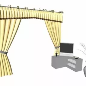 Yellow Window Curtain 3d model