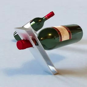 Home Wine Bottle On Rack 3d model