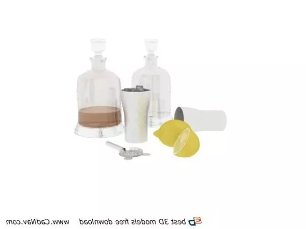 White Vase, Black Bottle, Bathroom Set 3d model