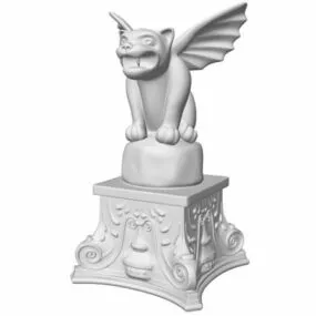 Wing Lion Stone Statue 3d model