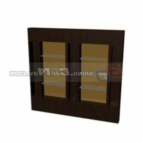 Wood Furniture Bookshelf Cabinet 3d model
