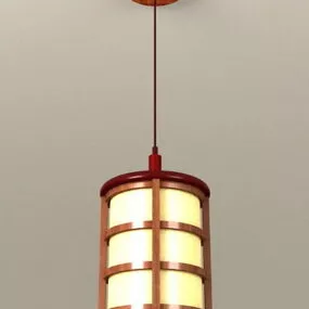 Asian Wood Hanging Pendant Light 3d model