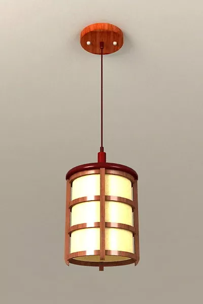 Asian Wood Hanging Pendant Light 3d model Asian Wood Hanging Pendant Light 3d model