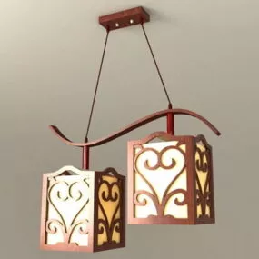 Wooden Home Pendant Light Fixture 3d model