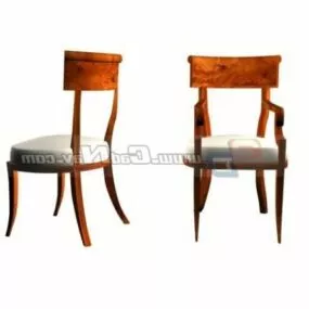 Home Furniture Wooden Tub Chair 3d model