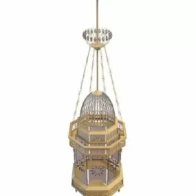 Wood Cage Chandelier 3d model