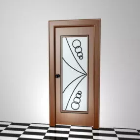 Wooden Wrought Iron Home Door 3d model