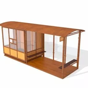 City Wooden Bus Stop Shelters 3d model