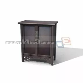 Wood Carved Antique Table Cabinet 3d model