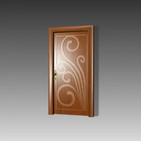 Wooden Door Furniture Flower Paint 3d model