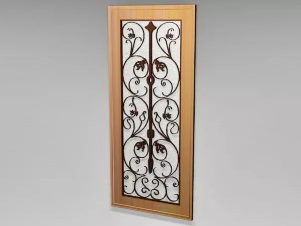Wood Door With Wrought Iron Deecor 3d model Wood Door With Wrought Iron Deecor 3d model