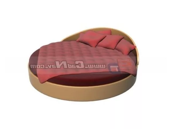 Wood Round Bed 3d model Wood Round Bed 3d model