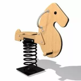 Playground Wood Horse Spring Rider 3d model