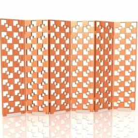 Wood Lattice Frame Folding Screen 3d model