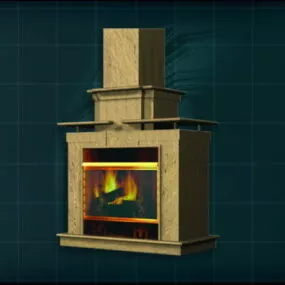 Gas Fireplace Wood Mantel Design 3d model