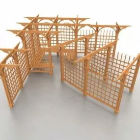 Wooden Pergola Garden Decoration 3d model