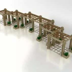 Wooden Pergola With Plant 3d model