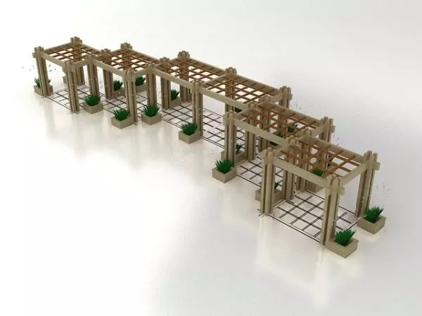Wood Pergola Structure Frames 3d model