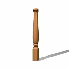 Wood Porch Baluster Decoration 3d model