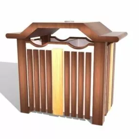 Outdoor Wood Recycle Bin 3d model