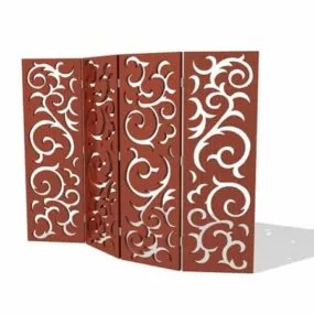 Wooden Carved Room Divider Screens 3d model
