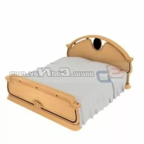 Kid Wooden Single Bed 3d model