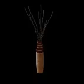 Wood Vase Decoration With Sticks 3d model
